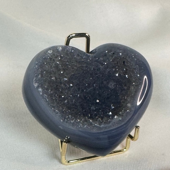 Druzy Blue Agate Hearts - Picture 4 of 4